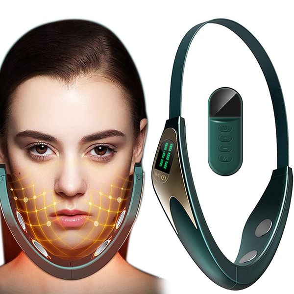 Appareils de soins du visage Masseur de mise en forme du visage en V électrique Lifting du cou Anti-rides Rouge Blue-Ray Instrument de beauté de mise en forme du double menton avec télécommande 230717