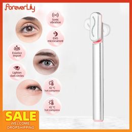 Dispositivos de cuidado facial EMS Compress Eye Massager Wand Smart Red LED Rejuvenecimiento Ojo Piel Apretar Anti envejecimiento Ojo Círculo oscuro Eliminación Máquina de belleza 231012