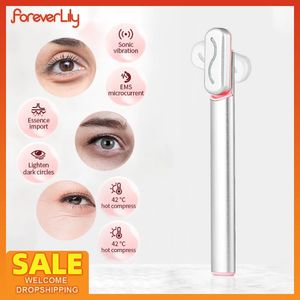 Dispositifs de soins du visage EMS compresser les yeux masseur baguette intelligente rouge LED rajeunissement de la peau des yeux serrer Anti-âge yeux élimination des cernes Machine de beauté 231012