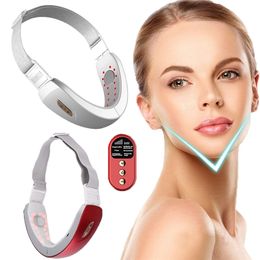 Dispositivos de cuidado facial EMS Microcurrent V Máquina de estiramiento facial Adelgazante Vibración Masajeador Dispositivo de estiramiento de la piel LED Doble mentón Cinturón de elevación de mandíbula 231201