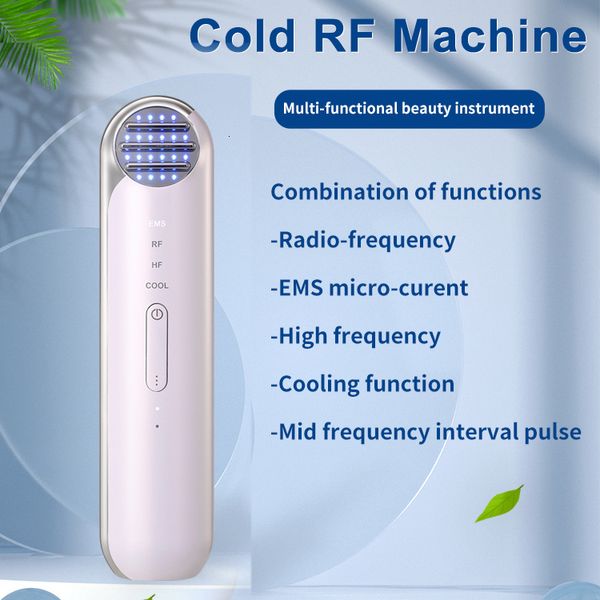 Dispositivos de cuidado facial EMS RF Masajeador multifuncional LED P Oterapia 7C Enfriamiento de la piel Apriete Eliminación de arrugas Carga USB 230831