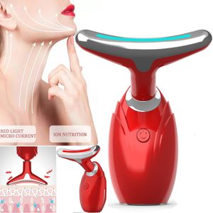 Gezichtsverzorging Apparaten Gezicht EMS Warmte Hals Lifting Draai Massager Elektrische Microcurrent Ion Rimpel Remover LED Pon Gezicht Schoonheidsapparaat voor Vrouw 230714