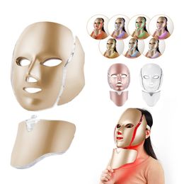 Dispositivi per la cura del viso Foreverlily 7 colori Pon Beauty Mask Ringiovanimento della pelle Maschera luminosa a LED con collo Trattamento antiacne AntiAging SPA 230517