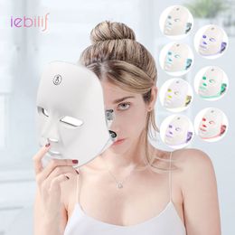 Appareils de soins du visage iebilif UltraLight 7Colors LED Masque Pon Therapy Rajeunissement de la peau Élimination des rides Beauté Blanchiment Masque de charge USB 230517