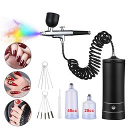 Apparaten voor gezichtsverzorging K10 Airbrush voor nagels Kunstverf Draagbaar Draadloos luchtpenseel Nagelpistool met compressor Nageldecoratie Taart Make-up Vernis Spray 230920