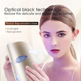 Dispositivos de cuidado facial KD025 Tecnología óptica negra Restaura la delicada piel tierna como antes P on Rejuvenation Mask 24 luces LED 231128