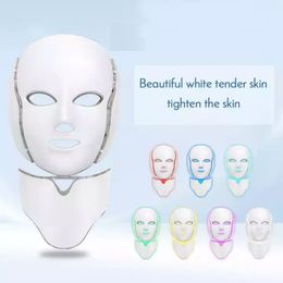Dispositifs de soins du visage LED Pon 7 masque de couleur thérapie de rajeunissement de la peau cou Anti-rides âge Machine blanchir réparation soins de beauté outils de Massage 230904