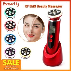 Apparaten voor gezichtsverzorging Microstroom EMS Lifting Huidverstrakking Schoonheidsapparaat Home SPA RF Anti-verouderingsmachine LED P aan Verjonging Poriënreiniger 231123