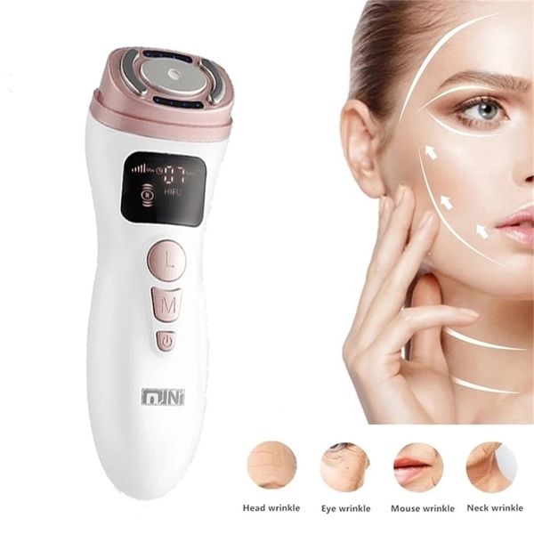 Dispositivos de cuidado facial Mini HIFU Máquina Ultrasonido RF Apriete Terapia de elevación EMS Dispositivo de belleza Reafirmante Antiarrugas Pantalla LCD Salón 220908