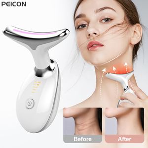 Dispositivos de cuidado facial Dispositivo de belleza facial para cuello EMS Masajeador de estiramiento facial para cuello Dispositivo para apretar la piel Terapia LED Pon Antiarrugas Removedor de papada 230920