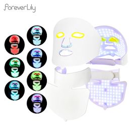 Face Care Devices Neck Silicone Mask 7 Colors Pon Beauty Skin Rejuvenation AntiWrinkle Ace behandeling LED 230512