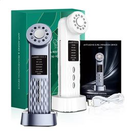 Appareils de soins du visage RF 7 en 1 Untrasonic EMS Micro Appareil de beauté multifonctionnel Fade Rides Remodeler la peau Age Vibration Cool Combinaison 231118