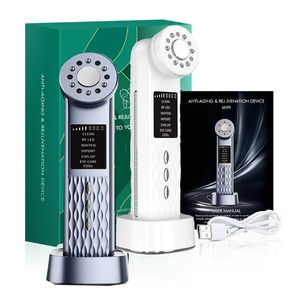 Dispositifs de soins du visage RF 7 en 1 Untrasonic EMS Micro Appareil de beauté multifonctionnel Fade Rides Remodeler la peau Age Vibration Cool Combinaison 231115