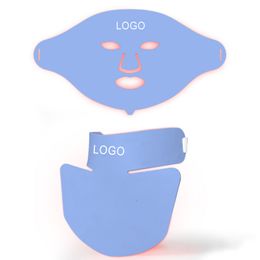Appareils de soins du visage Silicone 7 couleurs Masque LED léger avec traitement de rajeunissement de la peau du cou Beauté Anti Acné P sur la thérapie Blanchiment 221208