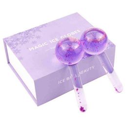 Face Care Devices Steamer2pcs/box Large Beauty Ice Hockey Energy Crystal Ball Facial Cooling Globes Water Wave for and Eye Massage 220225