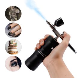 Gezichtsverzorgingsapparaten Top 0,3 mm Mini-luchtcompressorkit Luchtborstel Verfspuitpistool Airbrush voor Nail Art Tattoo Craft Cake Nano Mist Mistspuit 230920