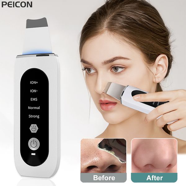 Appareils de soins du visage Épurateur de peau à ultrasons Peeling Dissolvant de points noirs Nettoyage en profondeur du visage Ultrasonic Ion Ance Pore Cleaner Pelle Nettoyant 230808