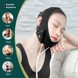 Dispositifs de soins du visage USB électrique V amincissant masseur ibrant Double menton réducteur joue soulever la ceinture masque de mise en forme 230421