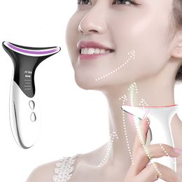 Face Care Devices V Line Neck Lifting Machine EMS Microcurrent LED PON Therapie Beauty Device Anti Wrinkle Verwijder dubbele kin Massager 230418