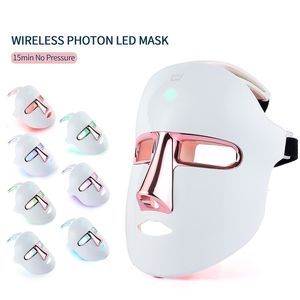 Gezichtsverzorging Apparaten Draadloze 7 Kleuren LED Masker Pon Behandeling Facal Schoonheid Huidverjonging Anti Acne Rimpel USB Lading 221114