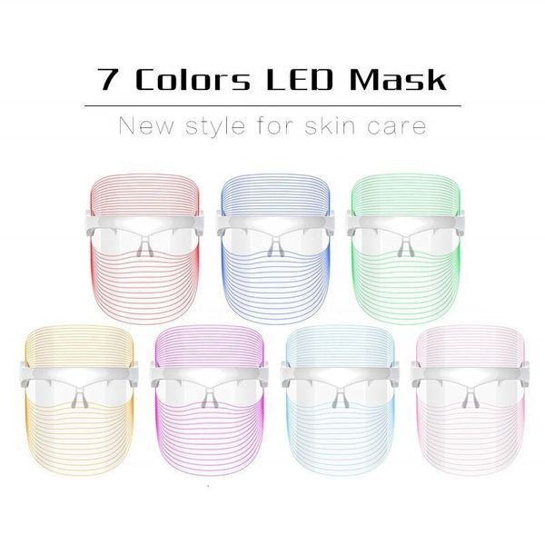Appareils de soins du visage sans fil rechargeable 7 couleurs masque de traitement à LED raffermissement de la peau masseur soins de la peau masque à LED 230517