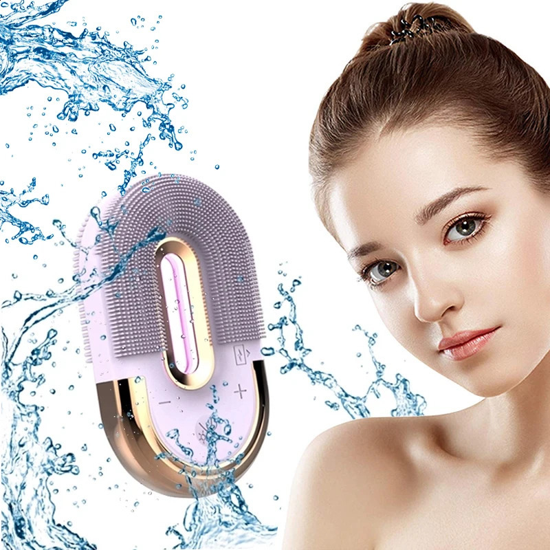 Face Cleaning Brush Ultrasonic Cleaner Electric IPX7 Vibration Massager Wireless Charger Case Silicone Cleansing 240313