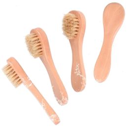 Gezichtsreinigingsborstel voor gezichtsscrub Exfoliërende gezichtsborstels met natuurlijke haren voor droog borstelen en schrobben met houten handvat LL