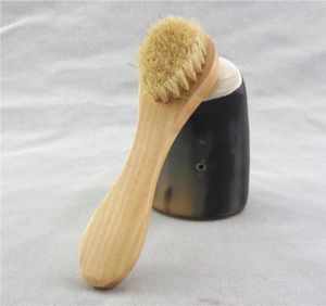 Brosse nettoyante pour le visage pour exfoliation pour le visage Pouillons naturels Nettoyage des brosses pour le brossage à sec avec poignée en bois F4631424