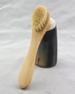 Brosse nettoyage du visage pour exfoliation des poils naturels Nettoyage Nettoyage Brosses pour le brossage à sec avec une poignée en bois 3022374