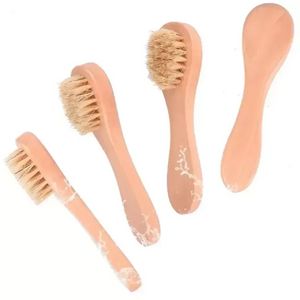 Brosse nettoyante pour le visage pour l'exfoliation du visage Brosses exfoliantes pour le visage en poils naturels pour le brossage à sec avec manche en bois FY3833 0811