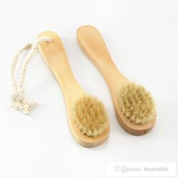 Pinceau de spa en bois nettoyant pour l'exfoliation faciale Brosses naturelles Brosses de nettoyage brossage à sec avec poignée en bois
