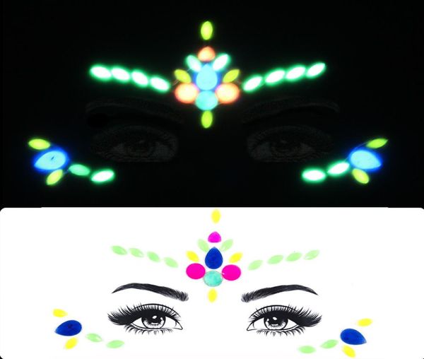 Pegatinas de cristal para la cara, pegatinas de tatuaje con purpurina luminosa para ojos, joyas para la cara, gemas, festival de música, fiesta, herramienta de maquillaje, joyas para el cuerpo, mujer 4091750