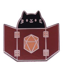 Visage dés chat métal émail broche mode personnalité D20 mdn dés jeu Badge broche dessin animé à la mode Costume sac à dos bijoux 9831620