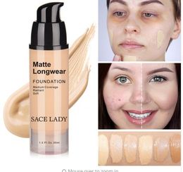 Face Foundation Makeup Professional Base Make-up voor donkere huid Matte Cream Olie Controle Vloeibare Natuurlijke Cosmetica