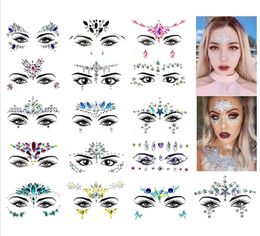 Visage Bijoux Gemmes Sirène Tatouage Temporaire Autocollants Prom Party Décor Acrylique Cristal Autocollant Body Art Décoration pour Concert Rave Festival