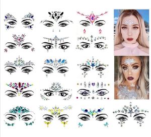 Visage Bijoux Gemmes Sirène Tatouage Temporaire Autocollants Prom Party Décor Acrylique Cristal Autocollant Body Art Décoration pour Concert Rave Festival