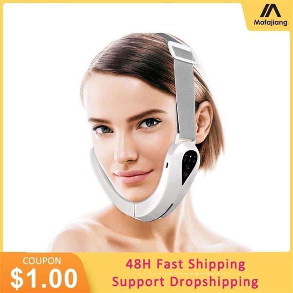 Dispositivos de estiramiento facial RF Microcurrent V Shaping Massager Terapia de luz Adelgazamiento Reducir Doble Chin Aparato de belleza 220216