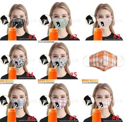 Face MAKS Volwassenen Kinderen Drinken Masker met Gat voor Straw Designer Masker Stofdicht Designer Masker Katoenen Mond Maskers Gezichtsdeksel