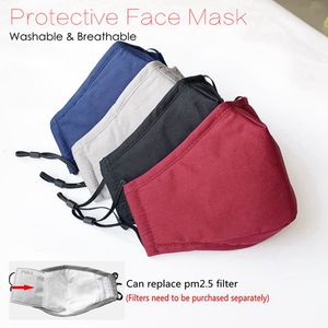 Masque facial anti-poussière contour d'oreille avec valve respiratoire réglable masques de bouche réutilisables doux respirant anti-poussière masques de protection en coton HHA1193