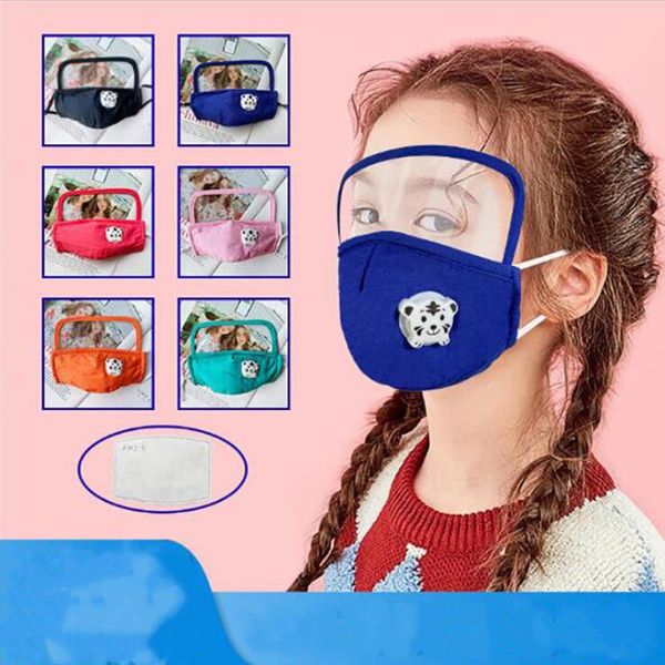 Masque facial enfant extérieur protecteur respirateur masque de concepteur avec yeux bouclier enfant lavable réutilisable visage bouclier oculaire visage bouche couverture ZGY116