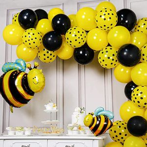 Fournitures de fête de noël insecte petite abeille en forme d'aluminium Film ballon paquet d'anniversaire dessin animé décoratif point ballon