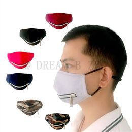Gezichtsmasker met verstelbare rits stofdicht katoen Designer Maskers Wasbare beschermende maskers 7 kleuren