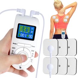 Masseur de visage 12 modes basse fréquence Eletric EMS Stimulateur de massage musculaire Compex Tens Machine Électrodes Pad de pressothérapie pour le corps 230704