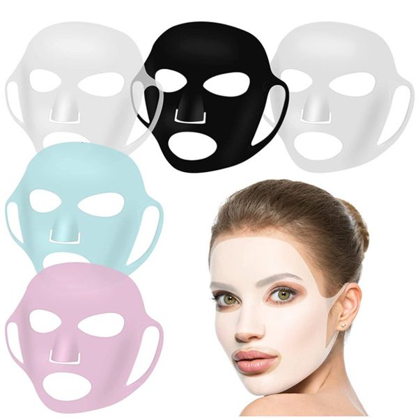 Masajeador facial 1 unid Máscara de silicona Cubierta Reutilizable Hidratante Levantamiento Antiarrugas Forma de V Reafirmante Hoja de gel Oreja Cuidado de la piel fija 230418