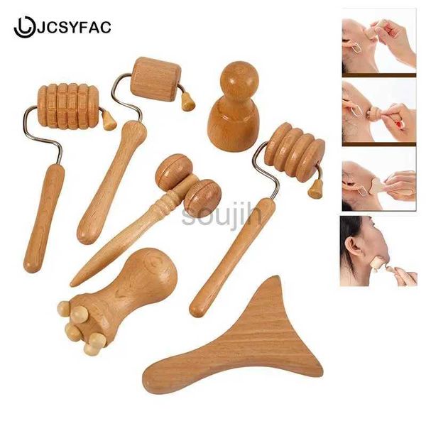 Masseur de visage 1pcs masseurs de visage gua sha outils outils de massage méridien en bois rouleau de massage roule