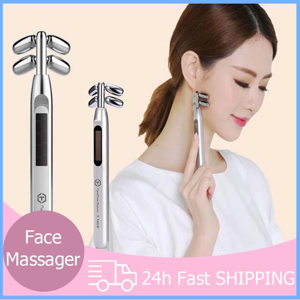 Masajeador facial 3D Micro corriente Aparato de belleza Home Roller 180 Masaje Lifting Reafirmante Eliminación de arrugas 230706