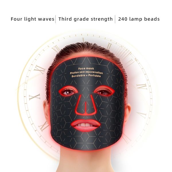 Visage Masseur 4 Couleur Led Thérapie Par La Lumière Flexible Masque Souple Silicone Anti-Âge Avancé Rouge Beauté Traitement Spa Outils 230706