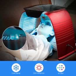 Gezicht Massager 4IN1 LED Pon Machine Salon 8 Kleuren Masker Koude Nano Spray Hydraterende Kompres UV Licht Absorberen Ca Huidverjonging 230831