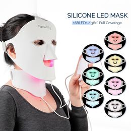 Gezicht Massager 7 Kleuren Gezicht Nek Siliconen Masker LED Licht Potherapie Huidverjonging Anti-Rimpel Fleuren Anti Aging Masker 230829