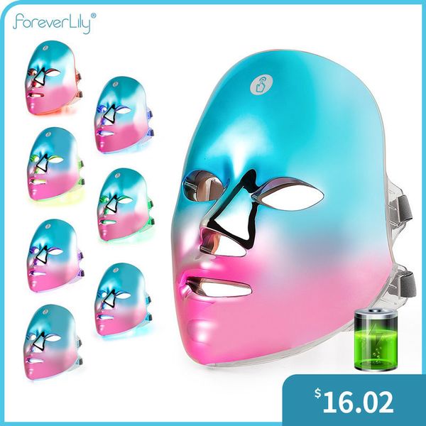 Masseur de visage 7 couleurs LED masque de beauté 12000mAh sans fil P sur machine thérapie acné anti-âge resserrement de la peau outil de levage 230706